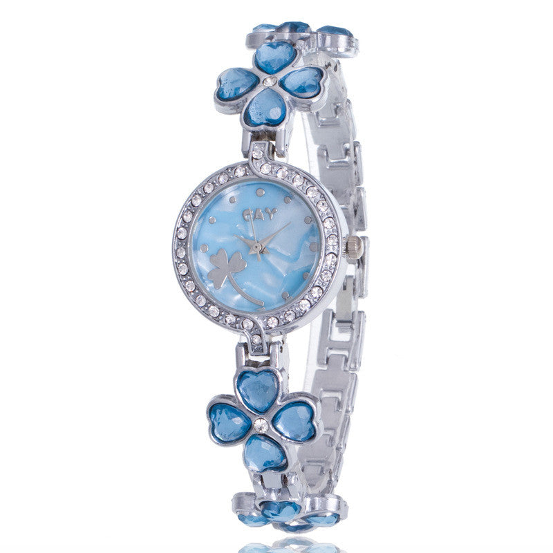 Crystal Clover Bracelet Watch