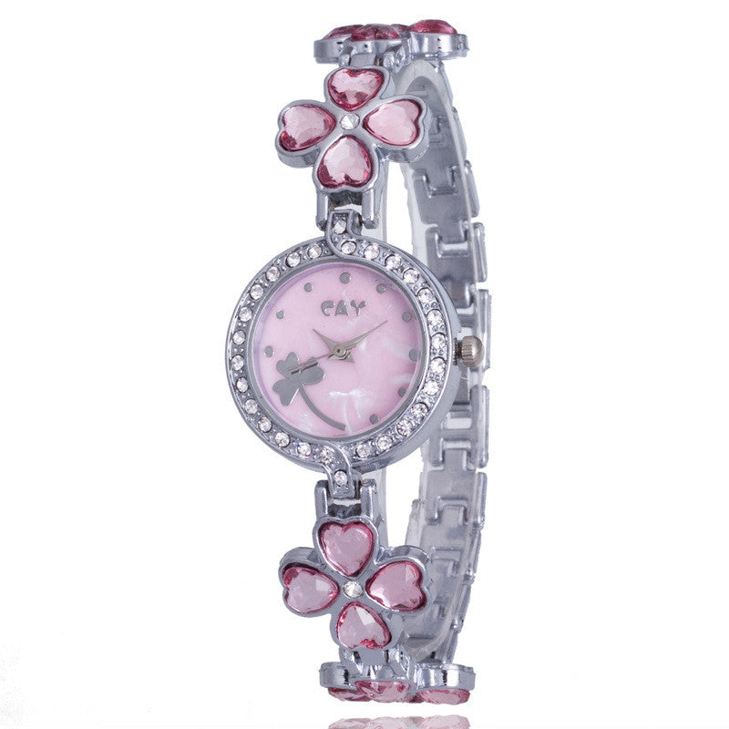 Crystal Clover Bracelet Watch