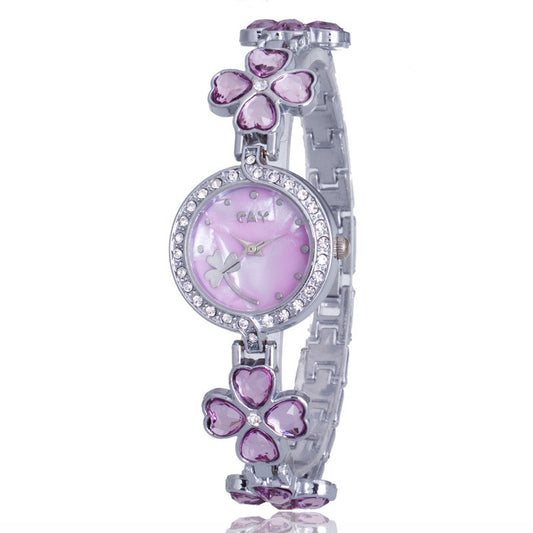 Crystal Clover Bracelet Watch