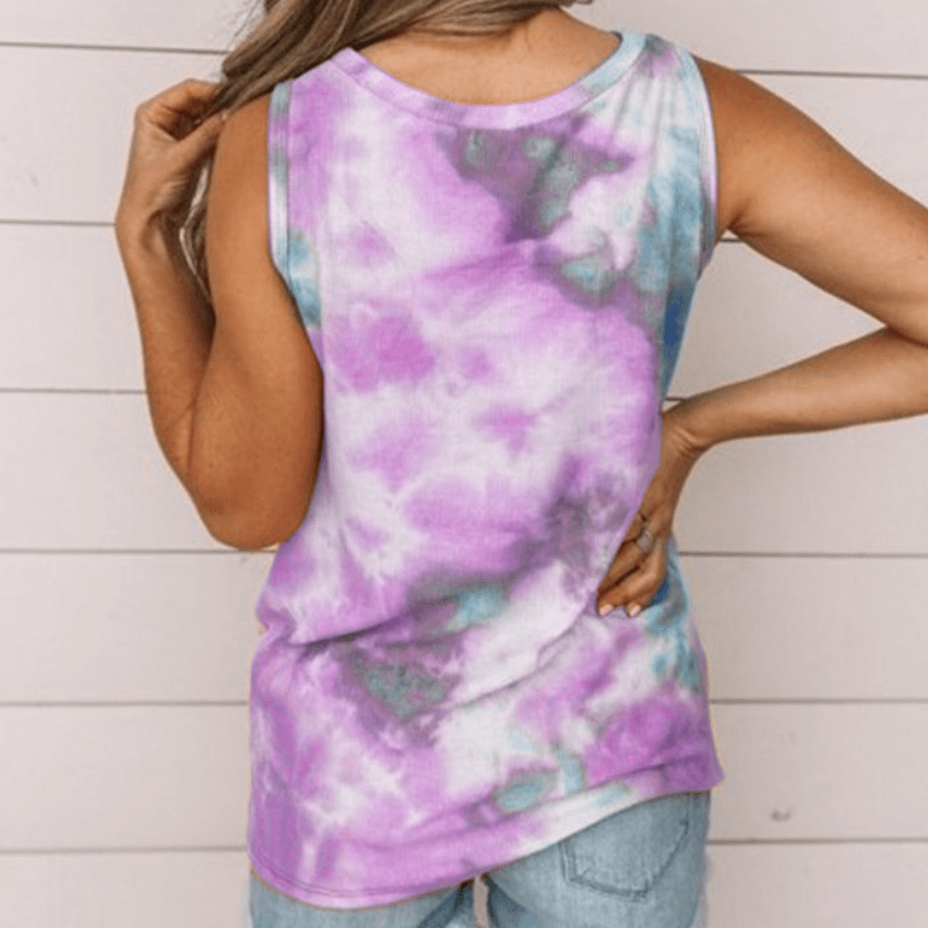 Casual Tie Dye Sleeveless Loose Tank Top T-shirts