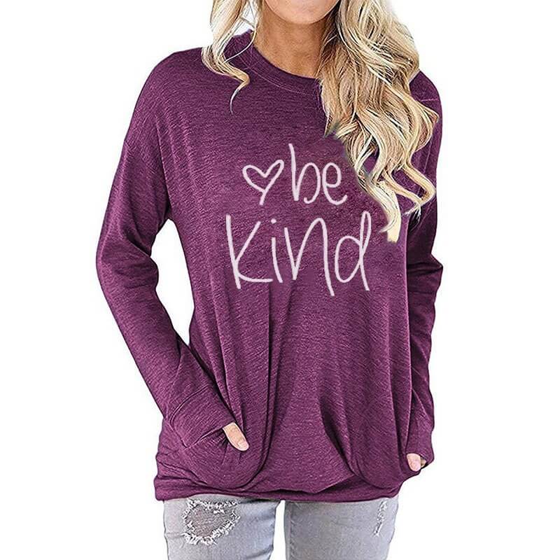 Letter Print Long Sleeves Loose T-shirt