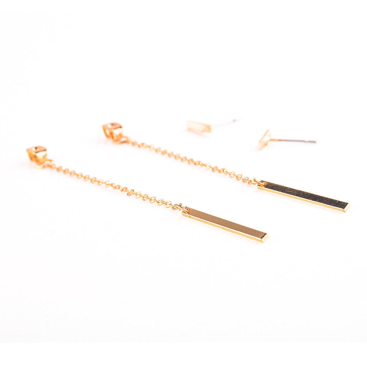 Copper Strip Tassel Earrings