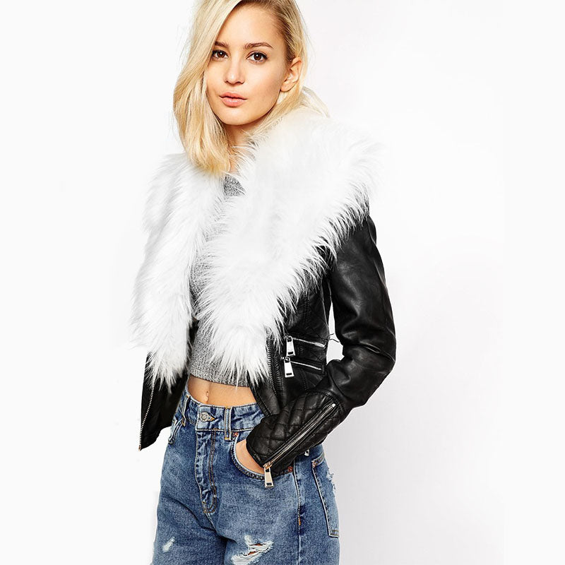 Shearling Zipper Moto Jacket