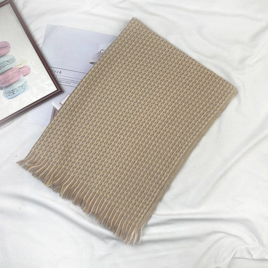 Imitation Cashmere Lattice Tassled  Shawl Scarf