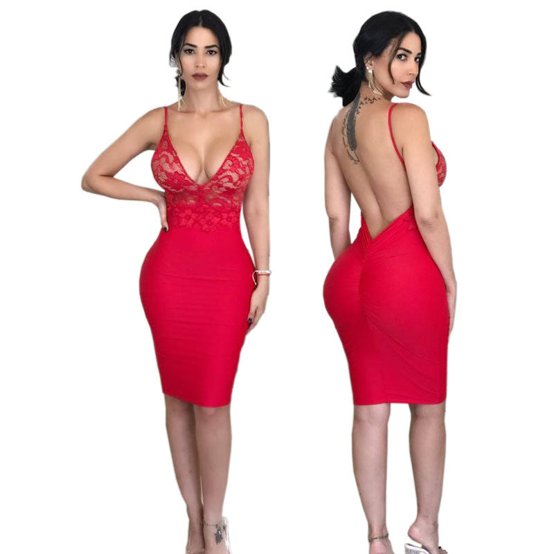 Spaghetti Strap See Through Backless Dress