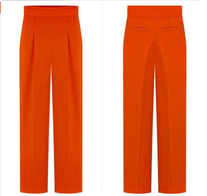 Straight Pure Color Casual Wide Legs Pants