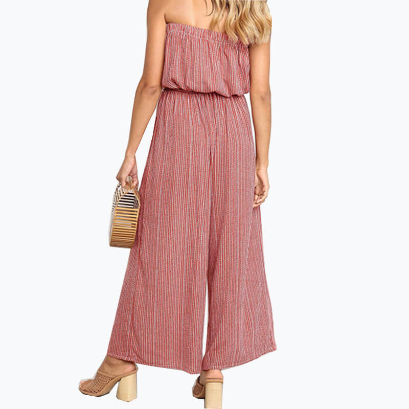 Strapless Stripe Empire Wide Leg Jumpsuit