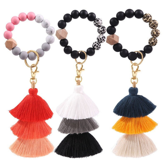 Silicone Beads Tassel Key Chain