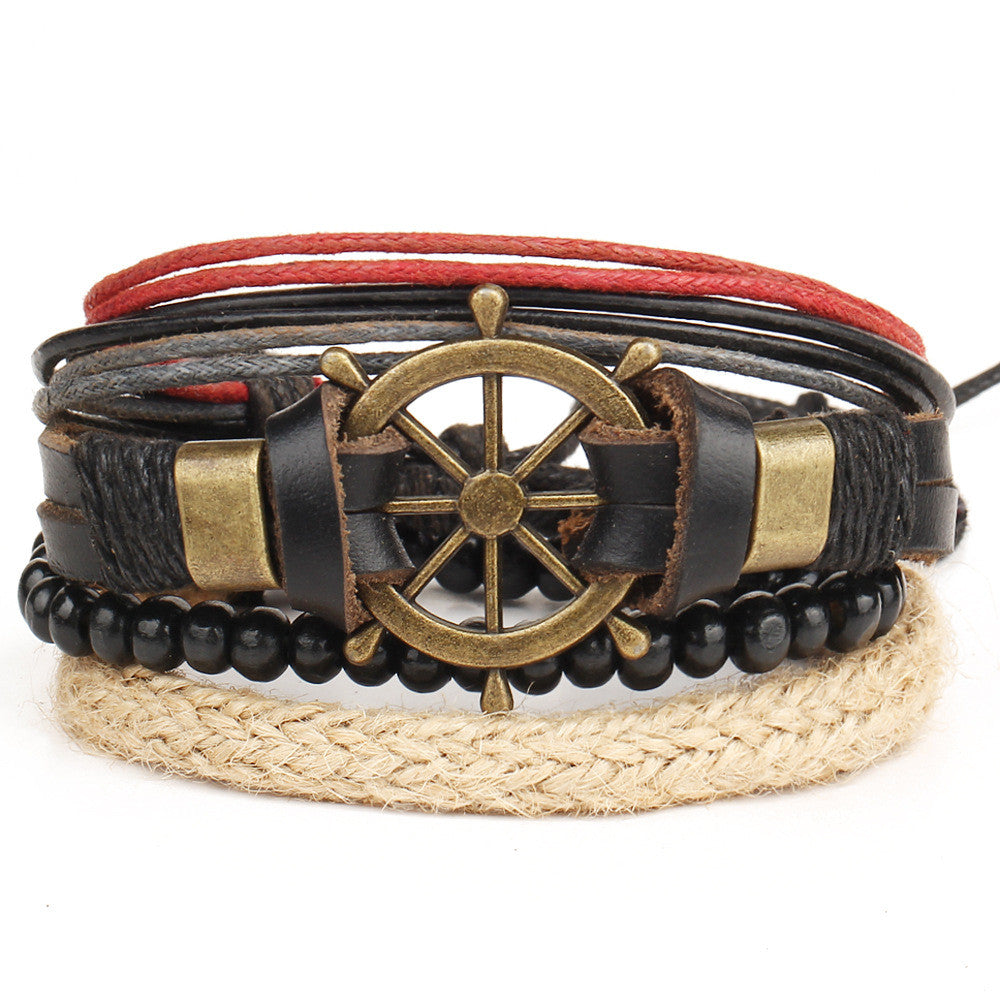 Rudder Anchor Hand Woven Multilayer Bracelet