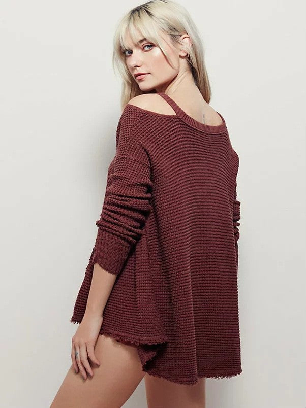 Bare Shoulder Loose Long Sweater