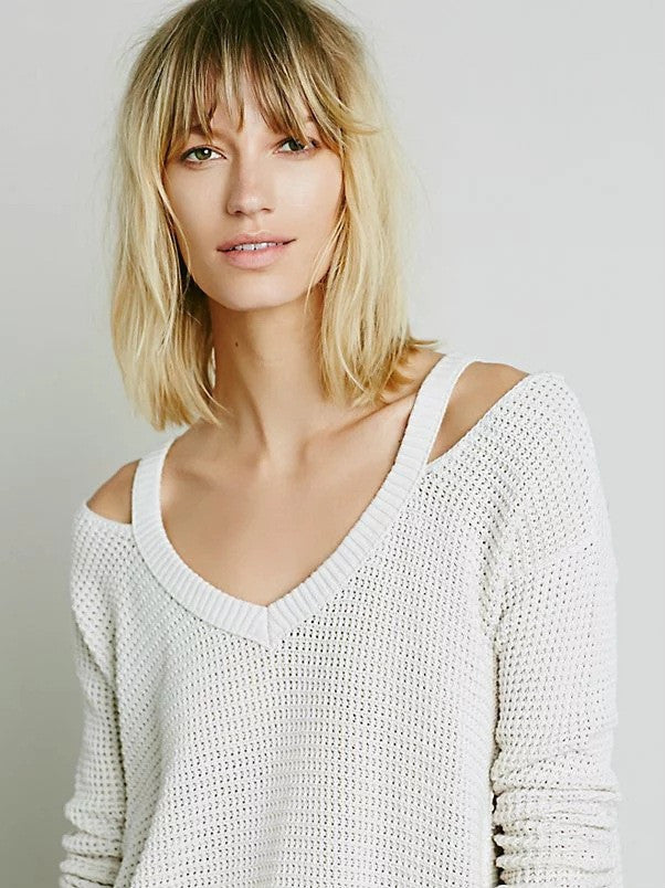 Bare Shoulder Loose Long Sweater