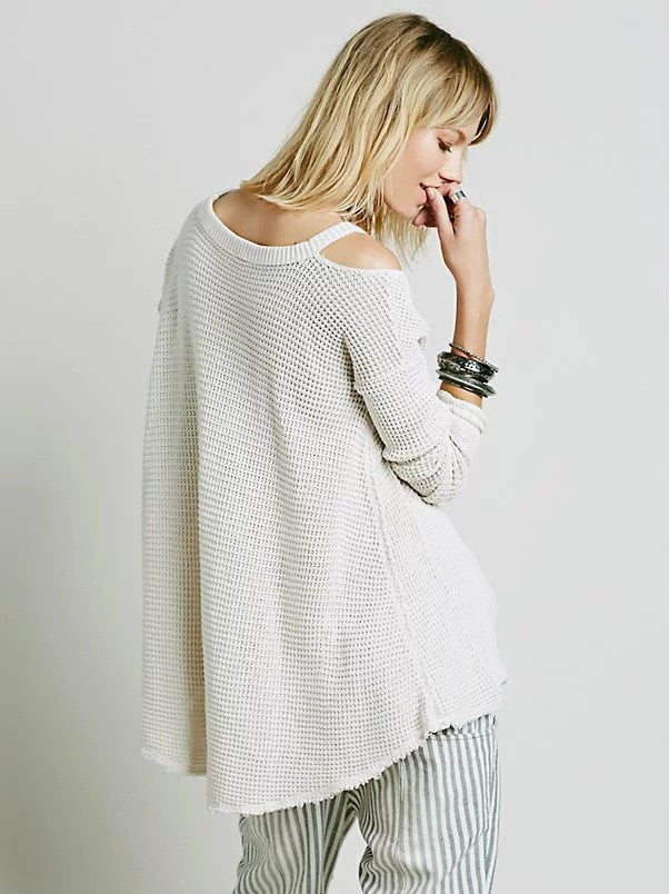 Bare Shoulder Loose Long Sweater