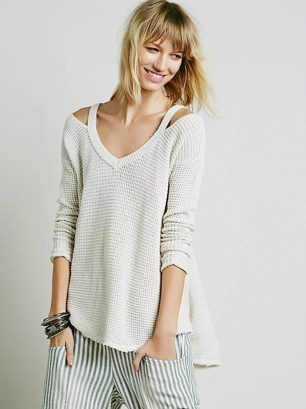 Bare Shoulder Loose Long Sweater