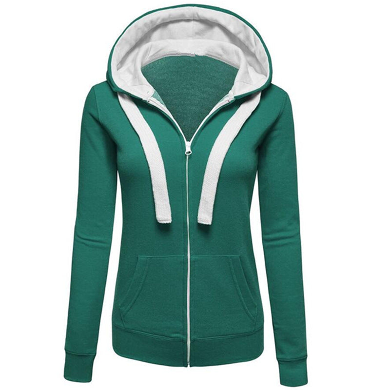 V-neck Zipper Pockets Straps Slim Hoodie