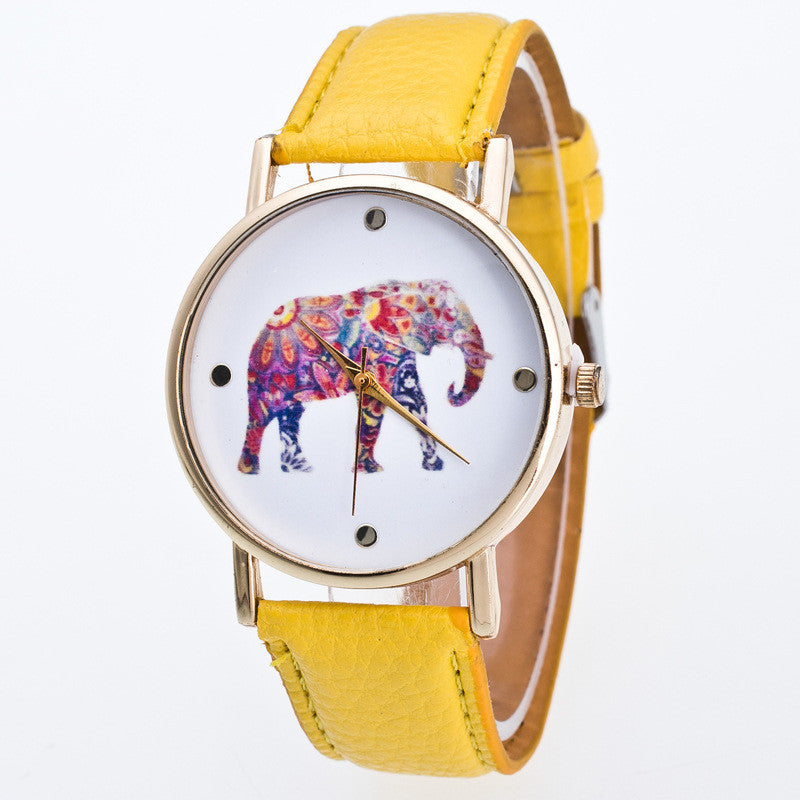 Fashion Flower Elephant Print Watch