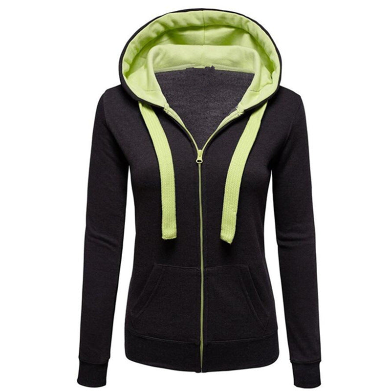 V-neck Zipper Pockets Straps Slim Hoodie