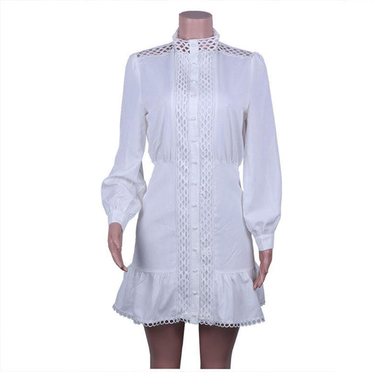 Hollow Out White A Line Dress