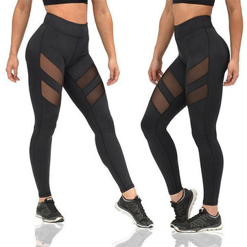 Black Perspective Splicing High Waist Slim Leggings