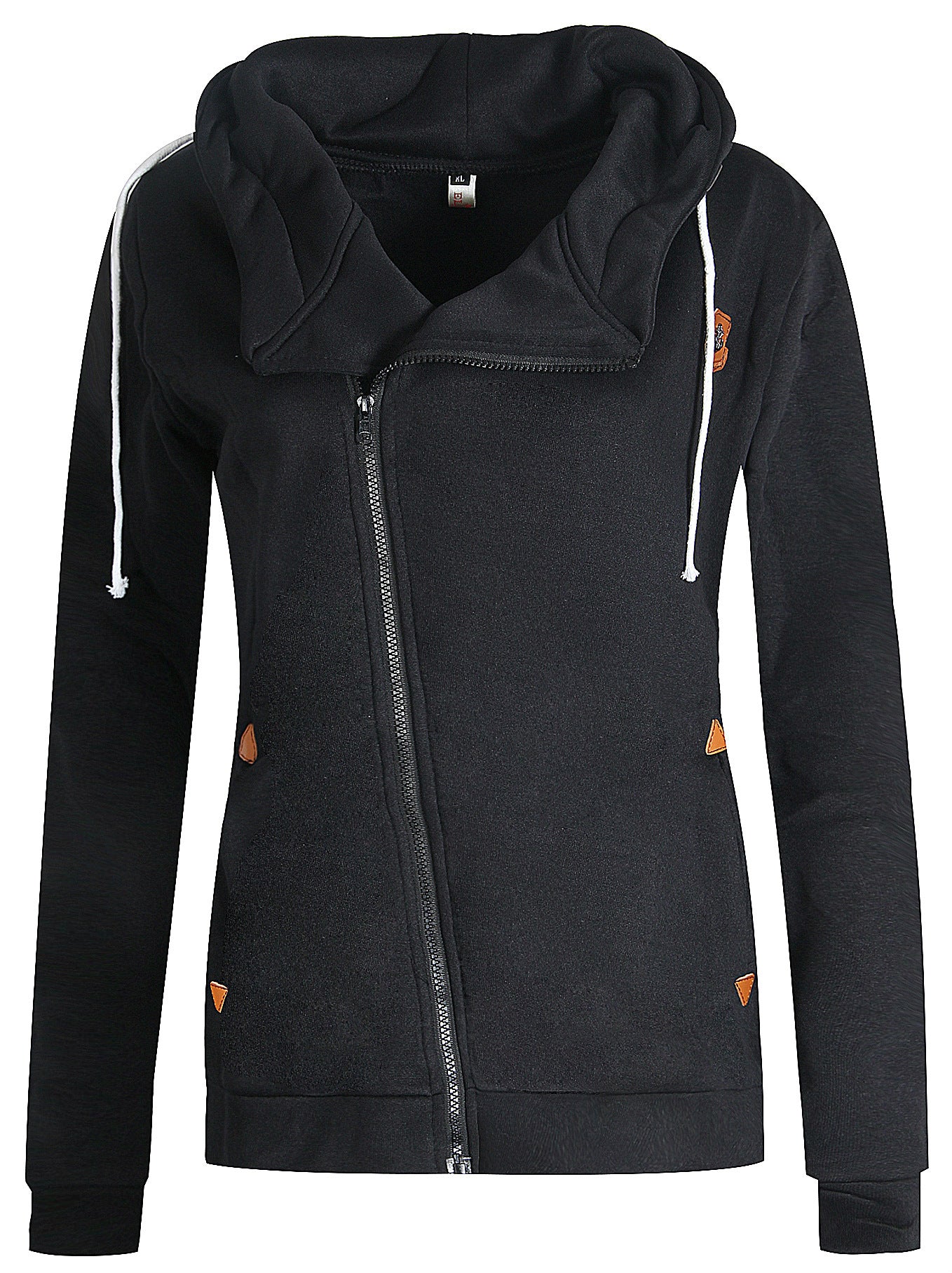 Solid Color Zipper High Neck Drawstring Slim Hoodie Coat