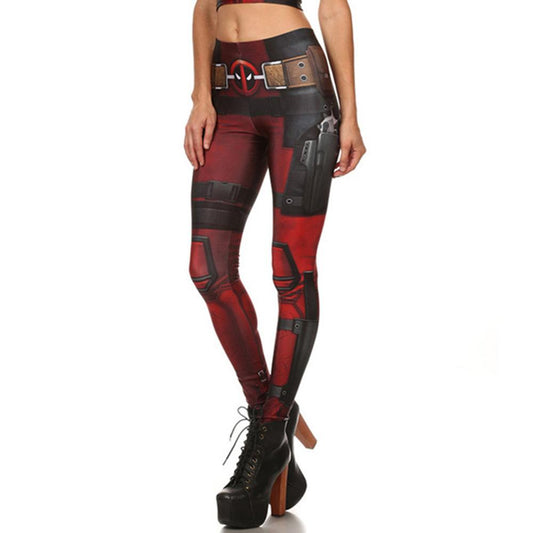 Elastic Digital Print Mid Waist Women Skinny Leggings