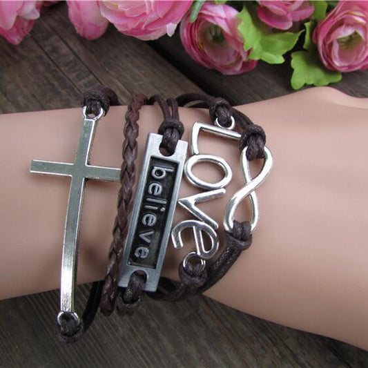 Retro LOVE 8 Cross Multielement Colored Bracelet