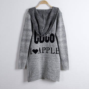 Fashion Print Loose Long Hoodie Cardigan