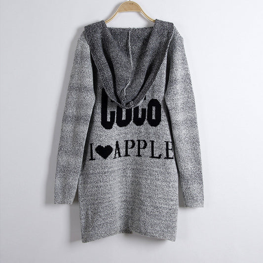Fashion Print Loose Long Hoodie Cardigan