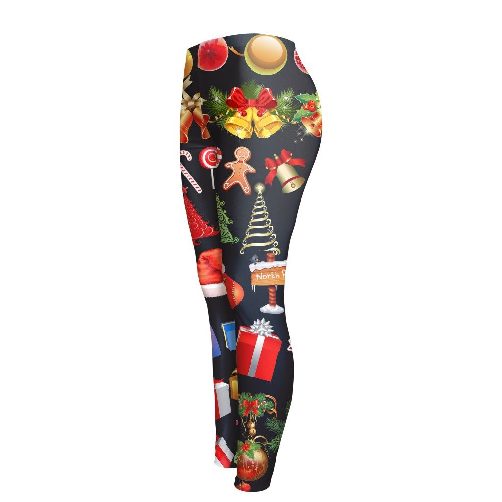 Christmas Party Gifts Print Women Mid Waist Skinny Legging