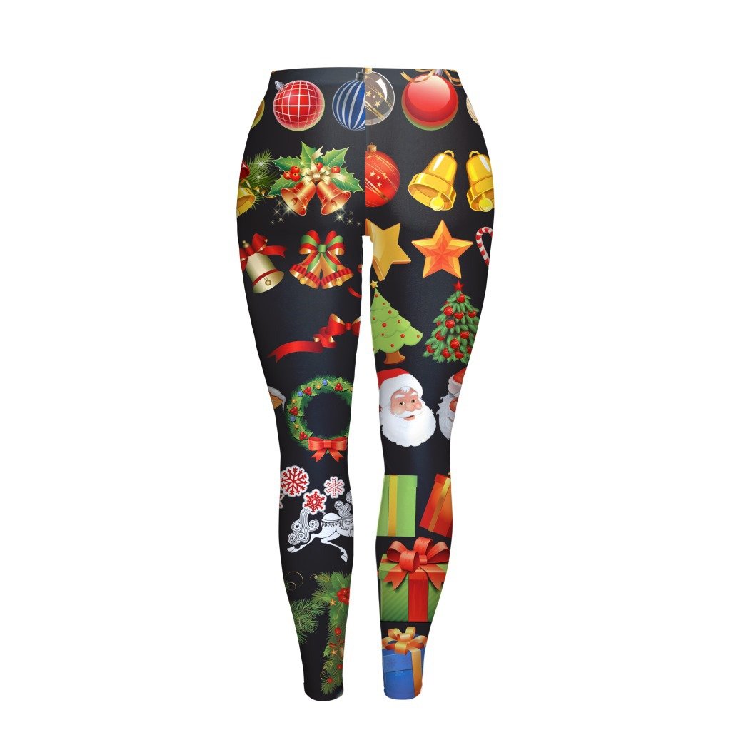 Christmas Party Gifts Print Women Mid Waist Skinny Legging