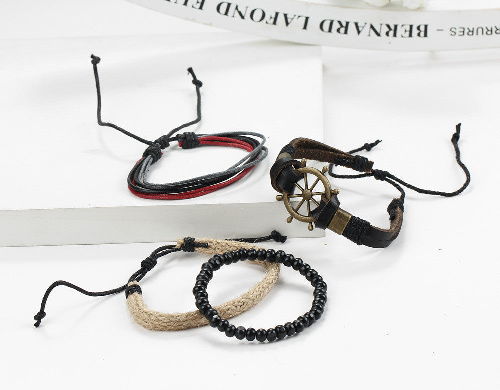 Rudder Anchor Hand Woven Multilayer Bracelet