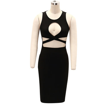 Clearance Women Sleeveless Bandage Blackless Bodycon Dress