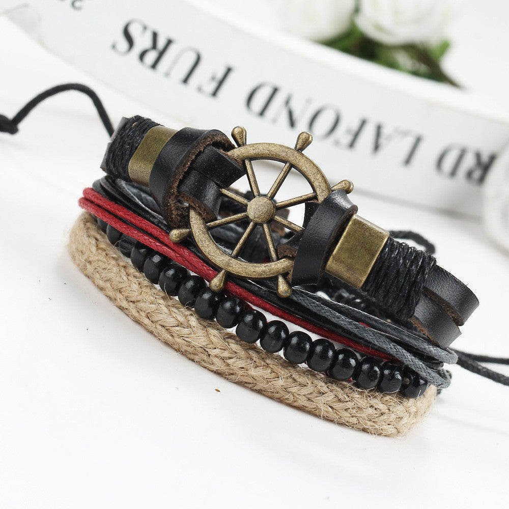 Rudder Anchor Hand Woven Multilayer Bracelet