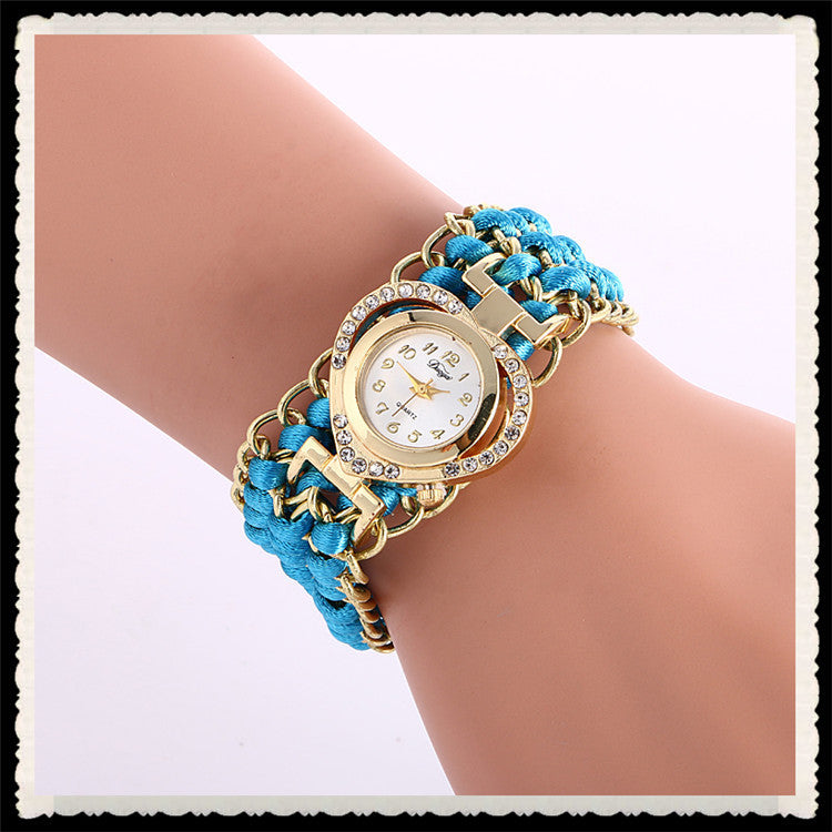 Personality Crystal Heart Adjustable Woven Watch