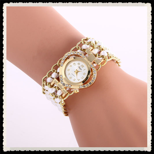 Personality Crystal Heart Adjustable Woven Watch