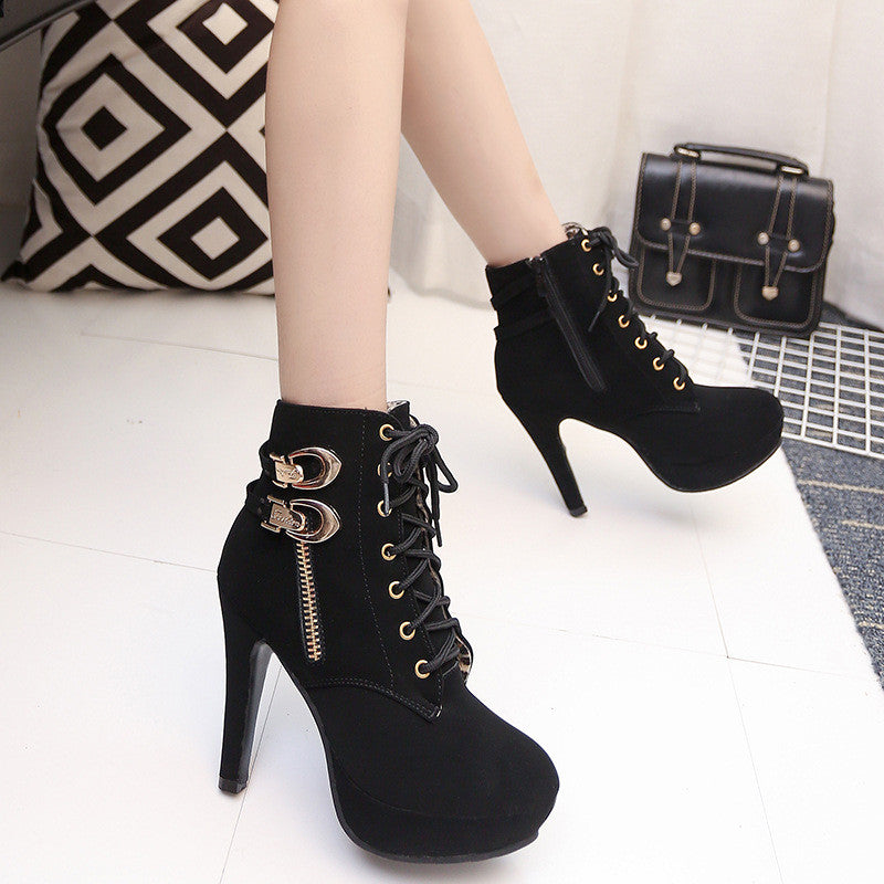 High Platform Lace Up Buckle Sexy Martin Boots Shoes