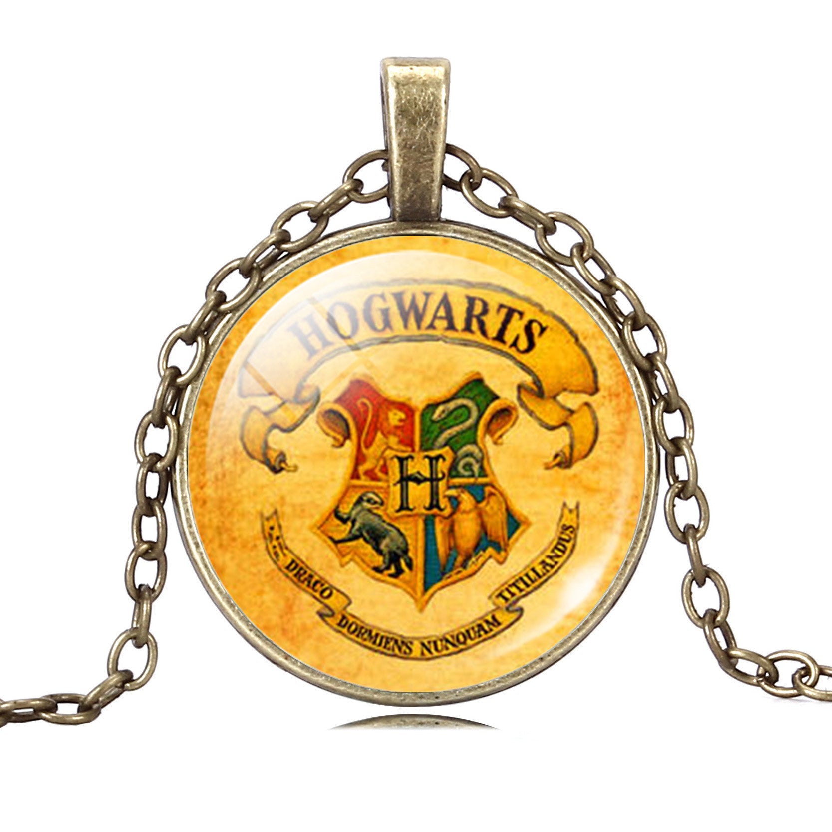 Harry Potter Time Gemstone Bronze Glass Pendant Necklace