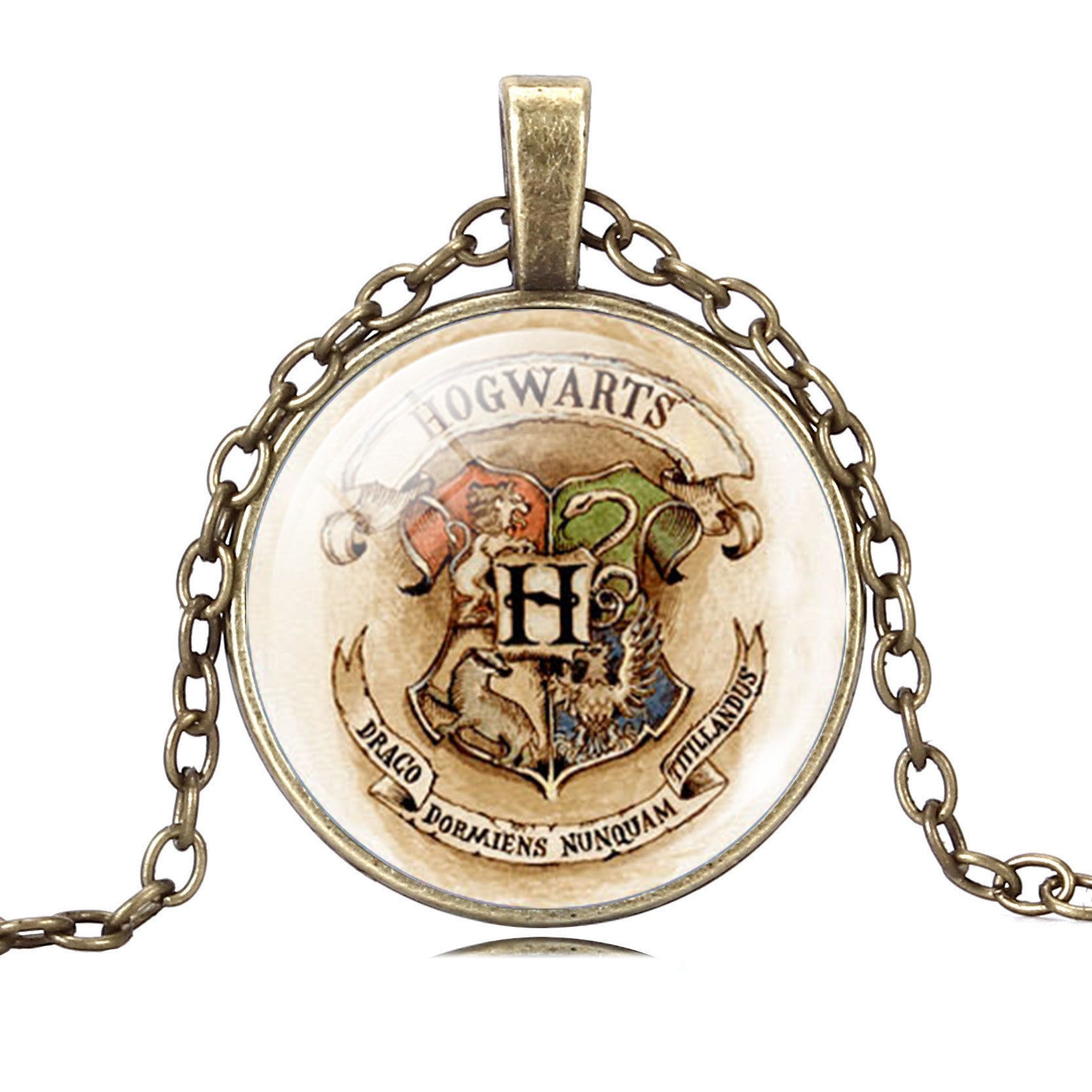 Harry Potter Time Gemstone Bronze Glass Pendant Necklace