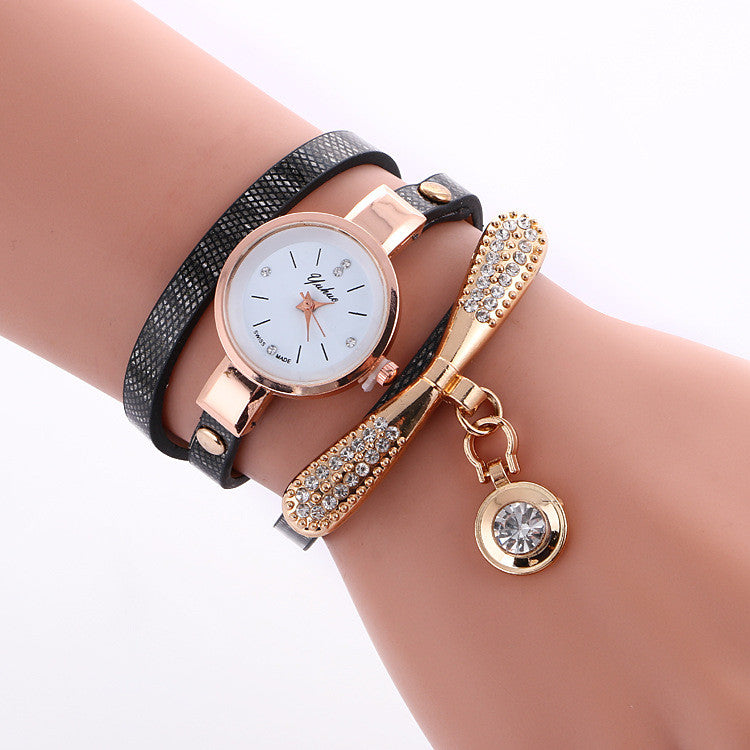 Round Crystal Pendant Fashion Watch