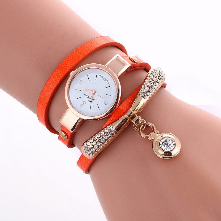 Round Crystal Pendant Fashion Watch