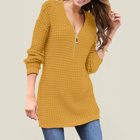 Half Zipper Crochet Sweater Dress