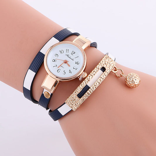 Stripe Strap Bead Pendant Watch