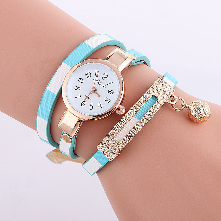 Stripe Strap Bead Pendant Watch