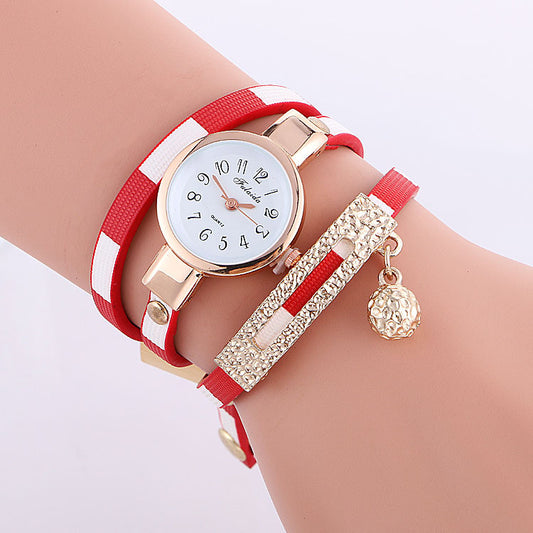 Stripe Strap Bead Pendant Watch