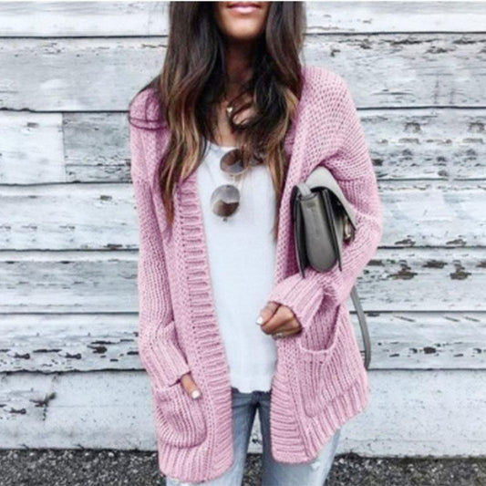 Plain Knitted Midi Cardigan