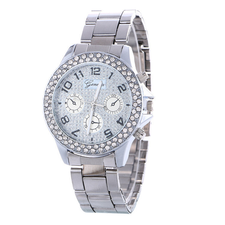 Fashion Alloy Strap Crystal Frosted Watch