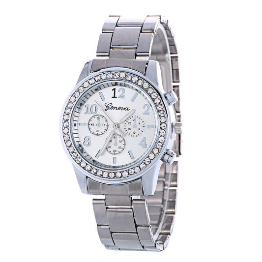 Fashion Alloy Strap Crystal Watch