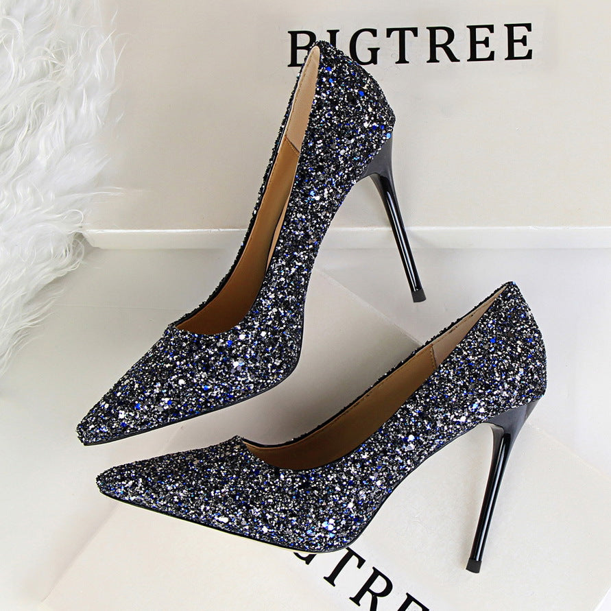 Shinning Crystal Pointed Toe High Stiletto Heels Prom Shoes