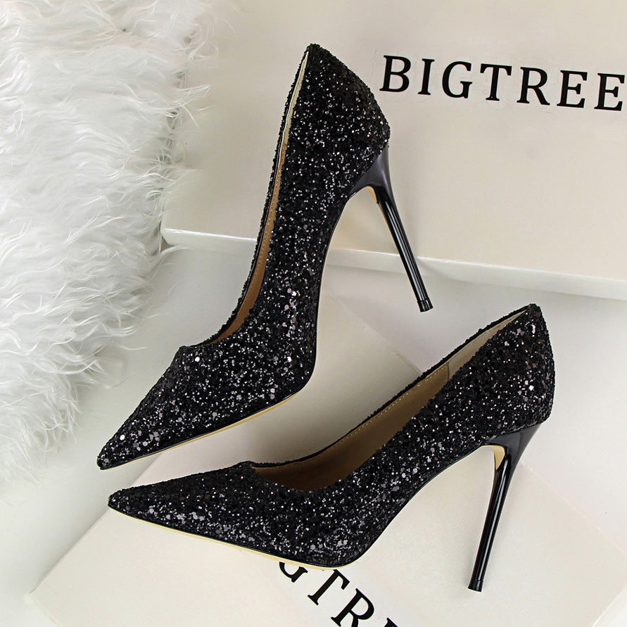 Shinning Crystal Pointed Toe High Stiletto Heels Prom Shoes