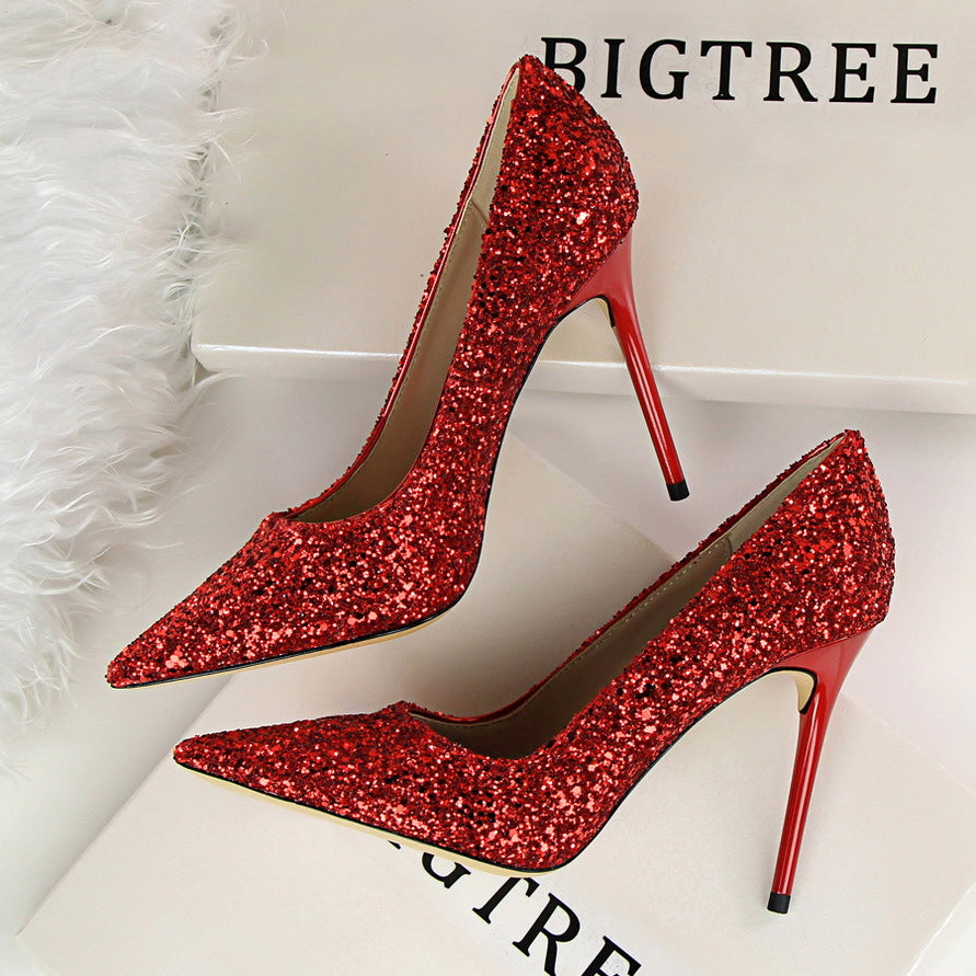 Shinning Crystal Pointed Toe High Stiletto Heels Prom Shoes