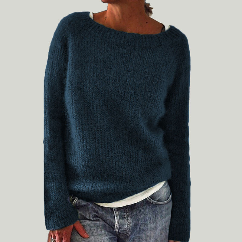 Simple Scoop Neck Soild Sweater